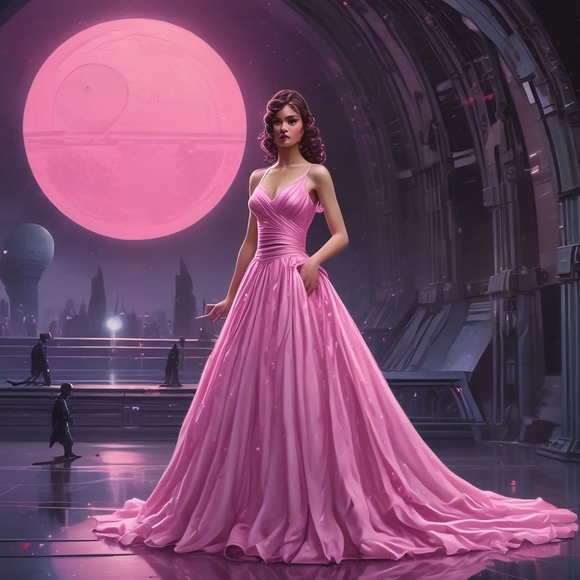 Elegant Pink Sci-Fi Art Print - Picture 1 of 1
